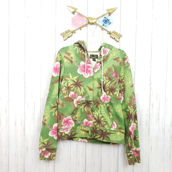 Lucky Brand Tops - Lucky Brand Tropical Full Zip Hoodie Sz XL